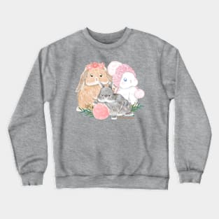 Baileysean claude watercolor rabbit _ bunniesmee Crewneck Sweatshirt